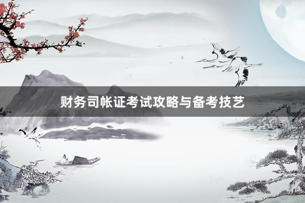 财务司帐证考试攻略与备考技艺